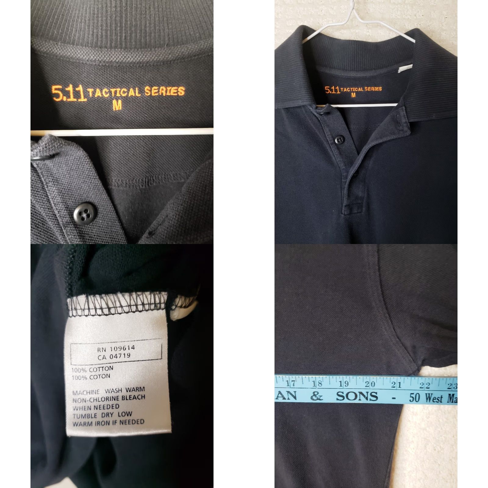 Vintage 5.11 Tactical Men's Black Short Sleeve Cotton Polo Shirt M Medium Polo Shirt Mens Black 100% Cotton Short Sleeve Classic Military Outdoor Casual Shirt Size US M / EU 48-50 / 2 - 8 Thumbnail
