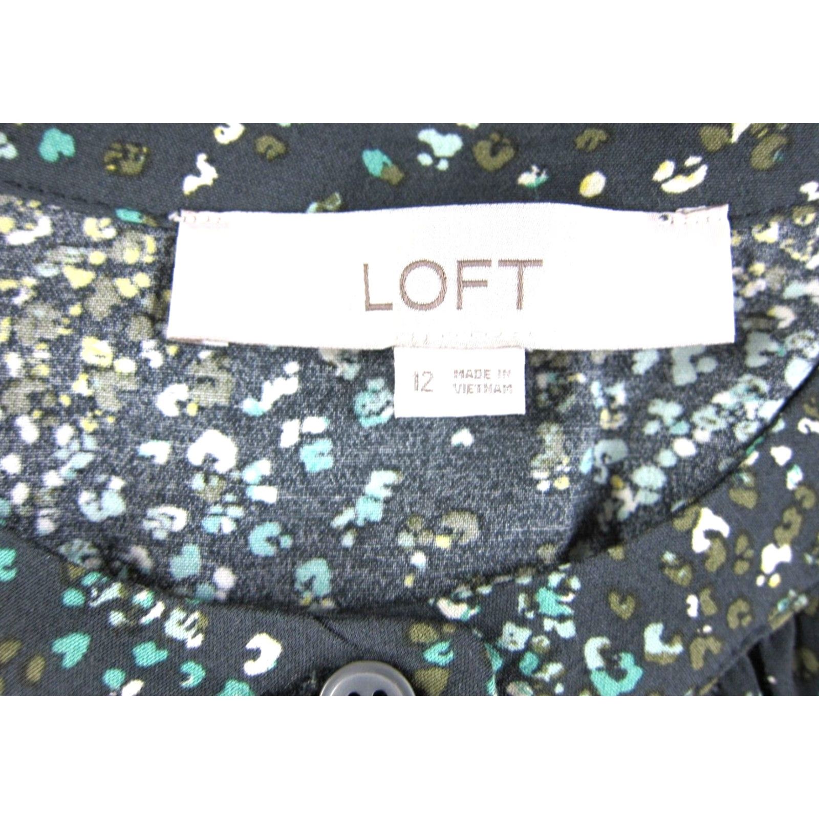 Loft VINTAGE Ann Taylor Loft Grey Blue Yellow Floral Button Down Long Sleeve Maxi Dress 12 Size XL / US 12-14 / IT 48-50 - 3 Thumbnail