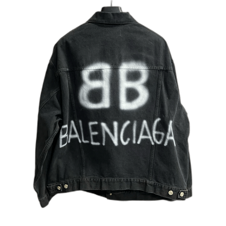 Balenciaga Balenciaga Black Denim Jacket with Graffiti Design Size US S / EU 44-46 / 1 - 1 Thumbnail