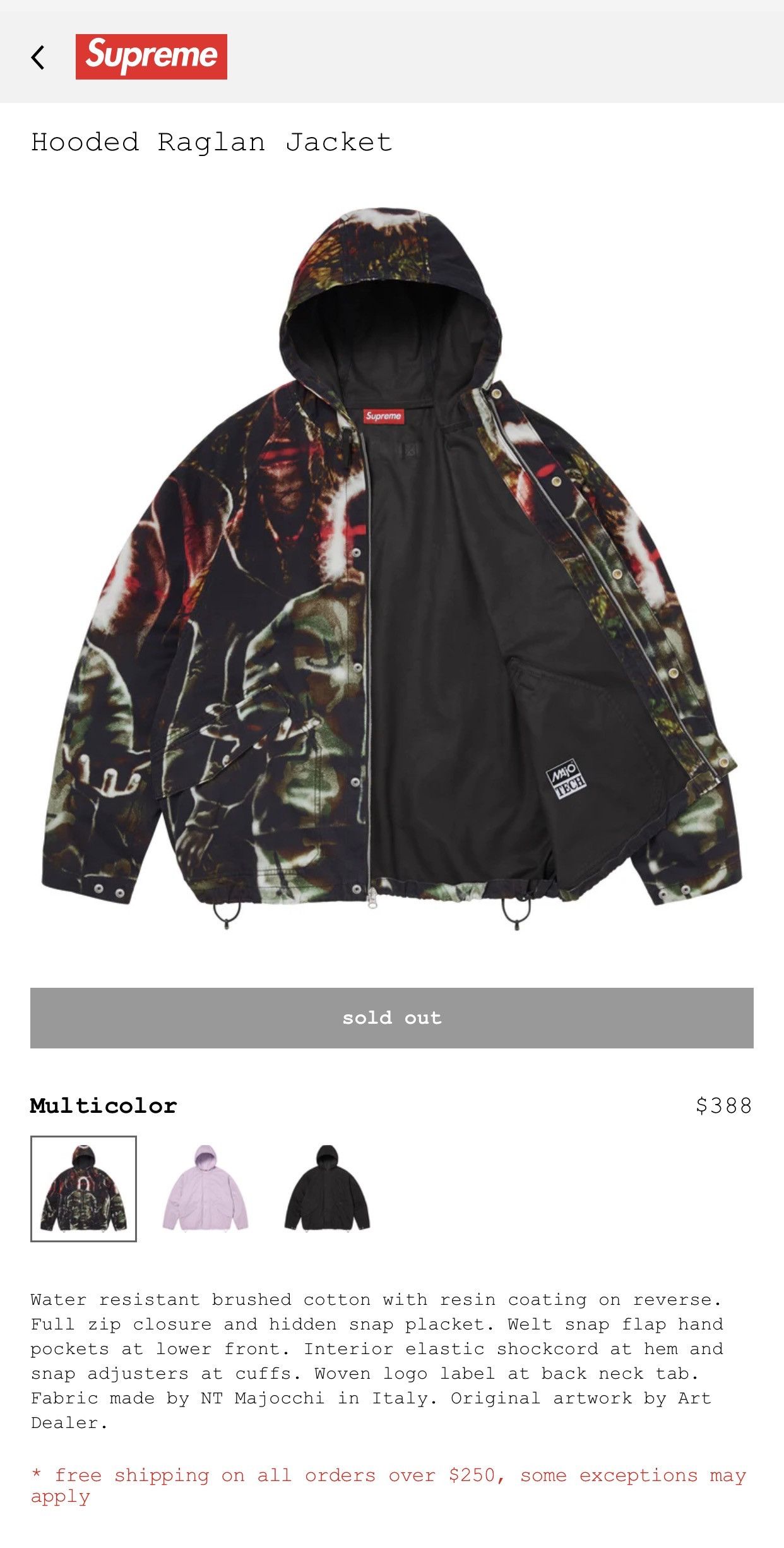 Supreme Supreme Hooded Raglan Jacket Art Dealer Size US M / EU 48-50 / 2 - 3 Thumbnail