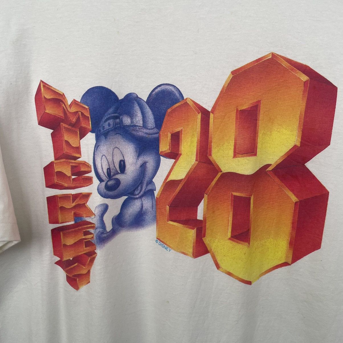 Disney × Mickey Mouse × Vintage Vintage 1990s Mickey Mouse 28 Iconic Birthday Number T Shirt Size US L / EU 52-54 / 3 - 2 Thumbnail