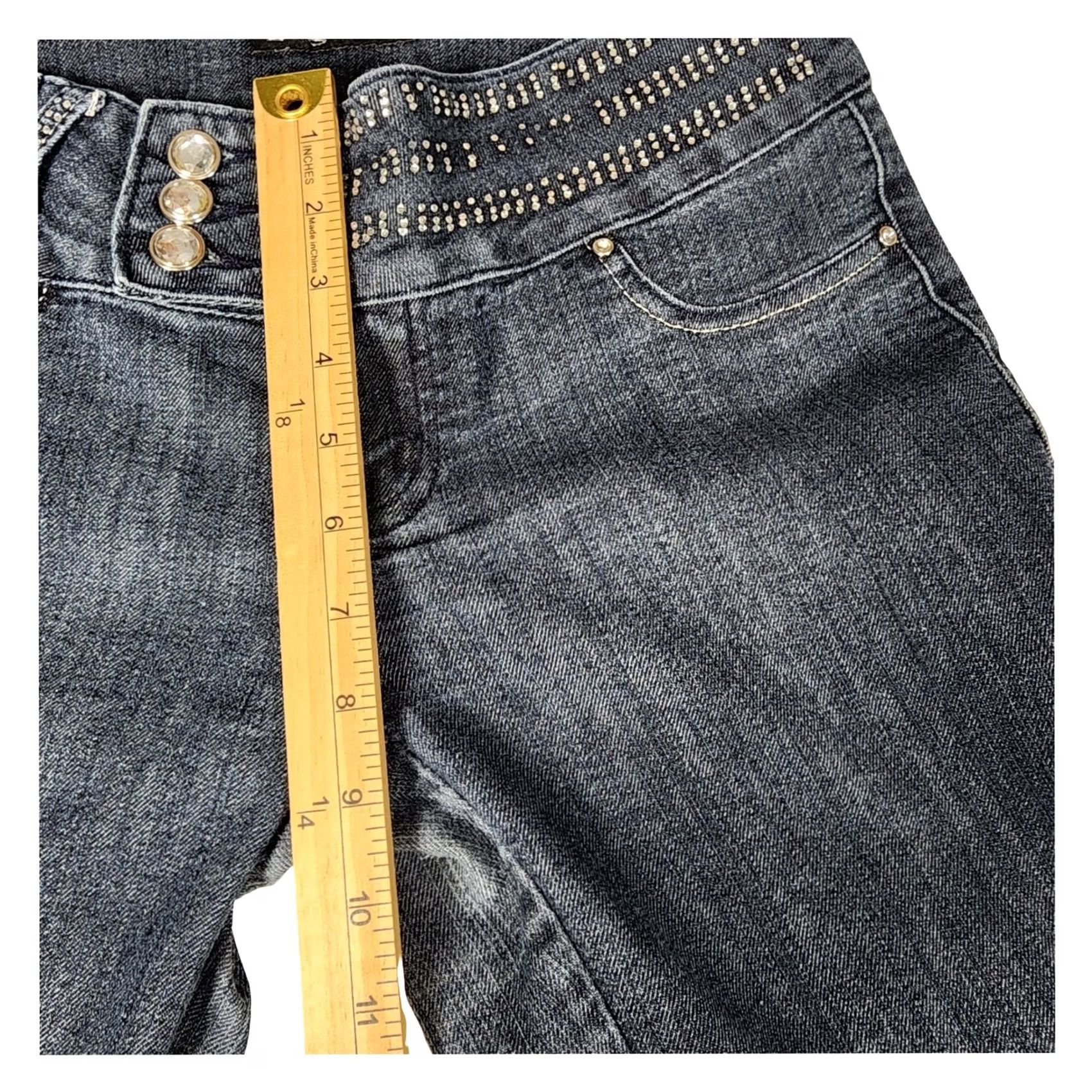 Vintage D'glam Rhinestone Embellished Slim Jeans Size 7 Dark Wash Triple Y2K Women Size 28" / US 6 / IT 42 - 5 Thumbnail