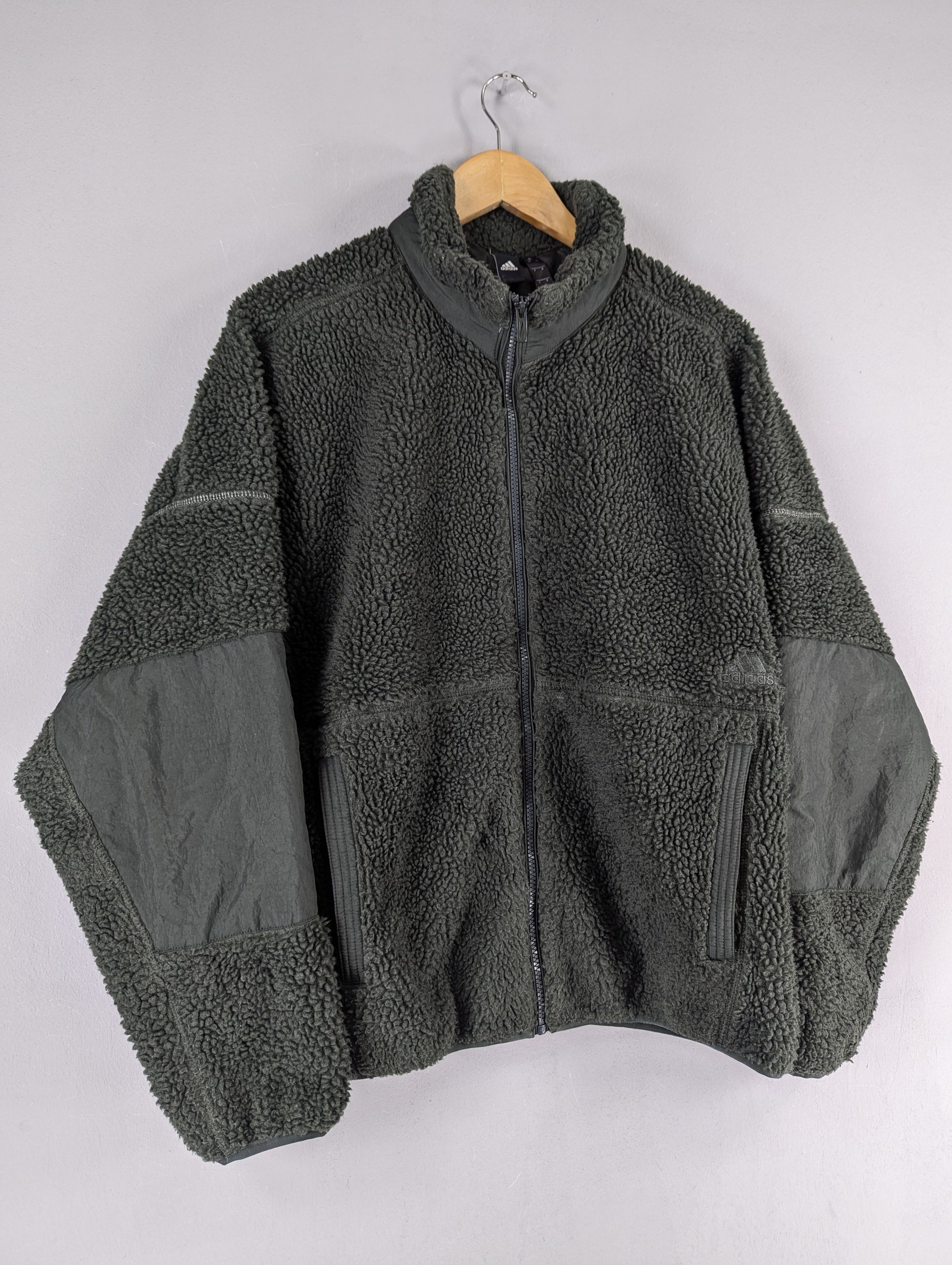 Adidas Adidas Three Stripes Sherpa Fleece Boa Boxy Zipper Jacket Size US L / EU 52-54 / 3 - 3 Thumbnail