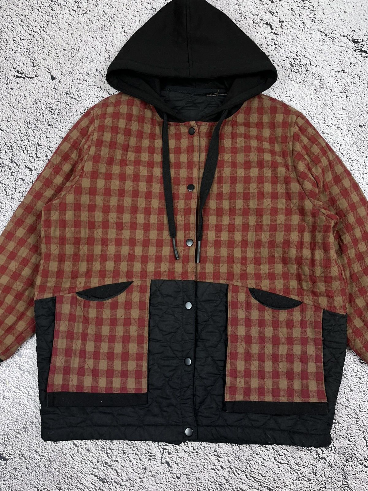 Vintage Japan Hooded Workwear Check Jacket Japan Work