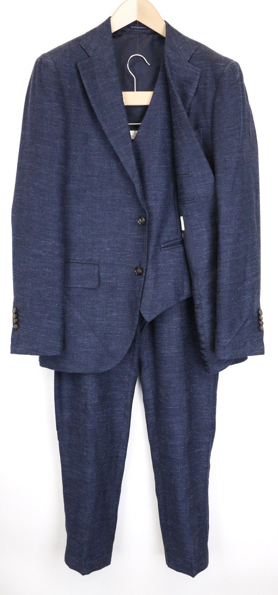 Suitsupply LAZIO UK38R Blue Wool Silk Linen 3 Piece Suit 75706 Size 38R - 1 Thumbnail