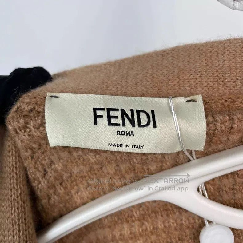 Fendi Fendi FW23 Brown Monogrammed Logo Embroidered V-neck Singl Size XXS / US 00 / IT 34 - 3 Thumbnail