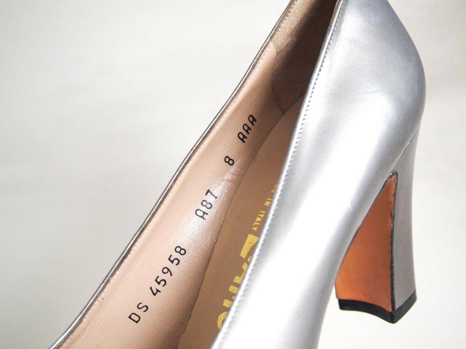 Salvatore Ferragamo Ferragamo Heels Silver Leather Womens US 8 EU 38.5 Size US 8 / IT 38 - 6 Thumbnail
