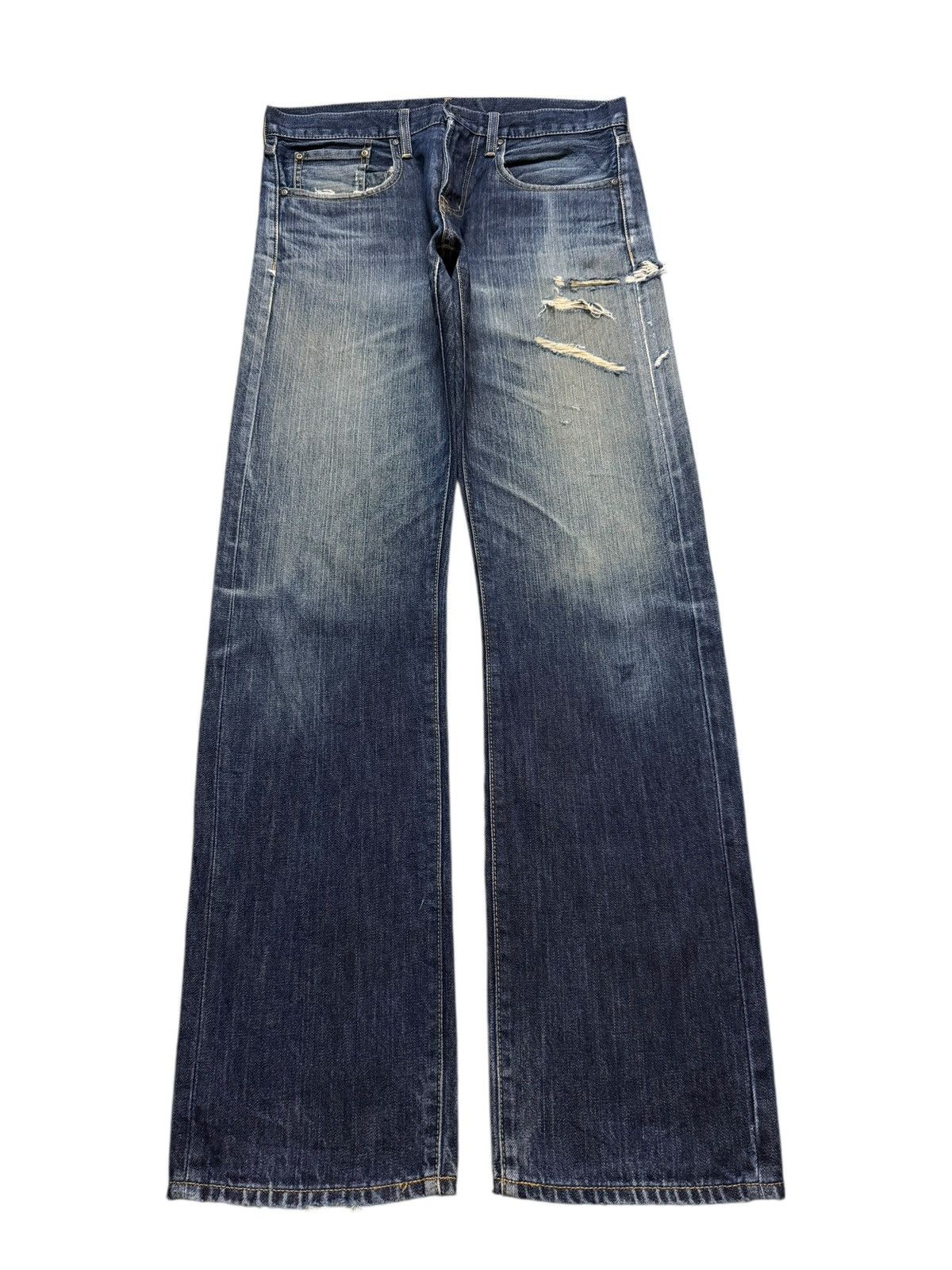 GU Vintage Y2K Japanese GU Faded Wash Distressed Straight Leg Size US 32 / EU 48 - 1 Thumbnail