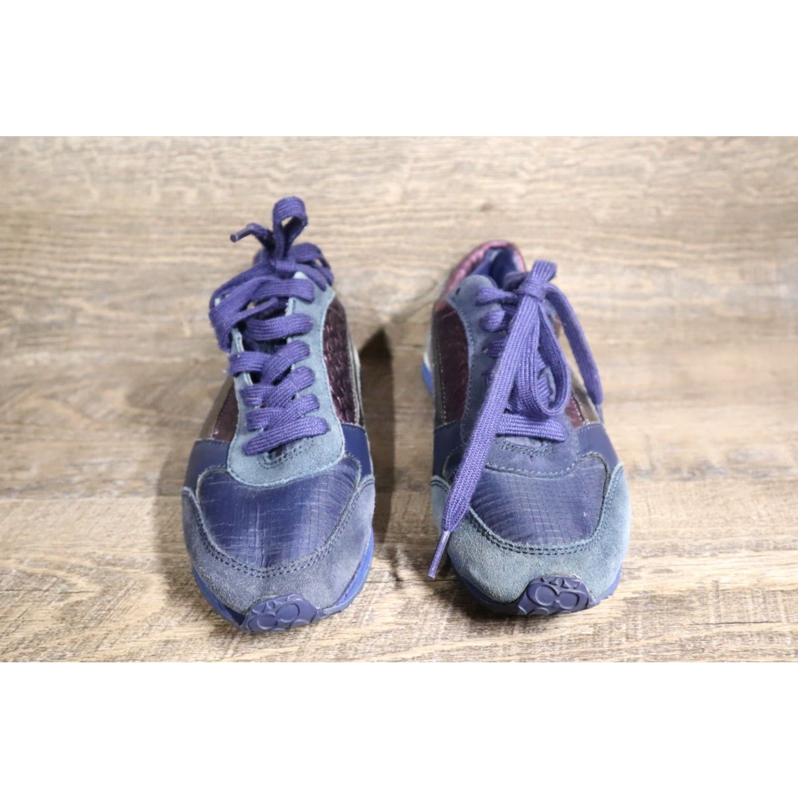 Coach Coach Rebekha Shoes Sneaker Women's 6 Navy Leather Suede Signature C Logo Casual Athletic Flat Top Low Top Size US 7 / IT 37 - 3 Thumbnail