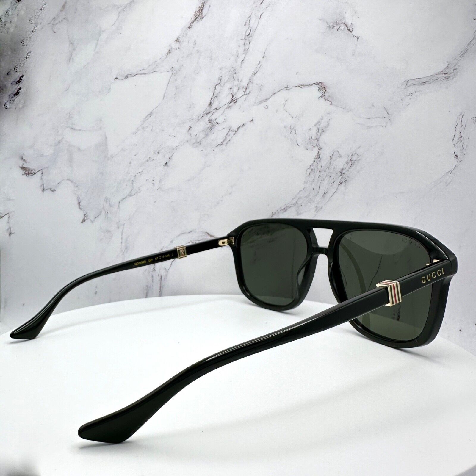 Gucci New Gucci Sunglasses Black Aviator Red Green Gold Logo Size ONE SIZE - 16 Thumbnail
