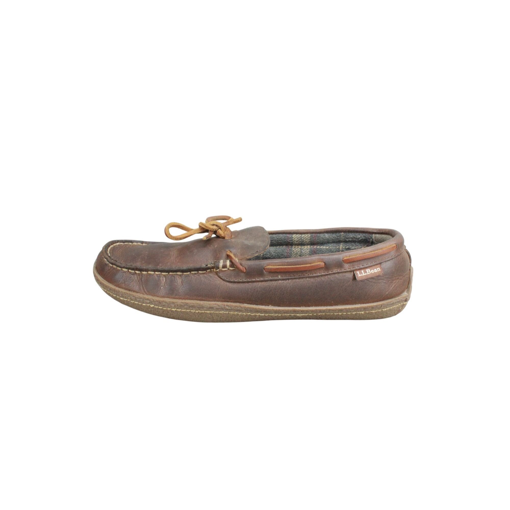 L.L. Bean LL Bean Flannel Lined Handsewn Brown Leather Slippers Size US 10 / EU 43 - 1 Thumbnail
