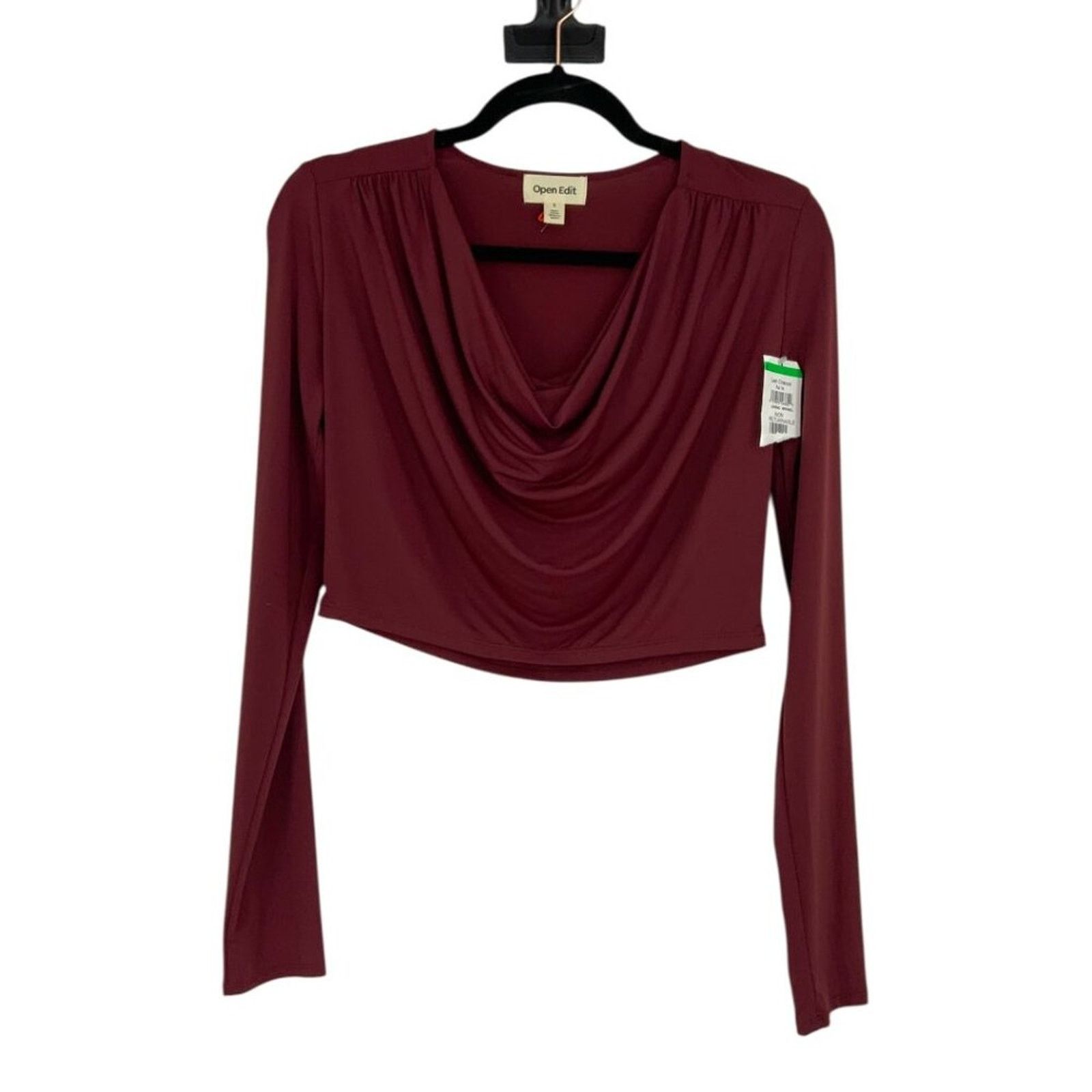 Other Open Edit Cowl Neck Long Sleeve Crop Top Small NWOT $49 MSRP Size S / US 4 / IT 40 - 3 Thumbnail