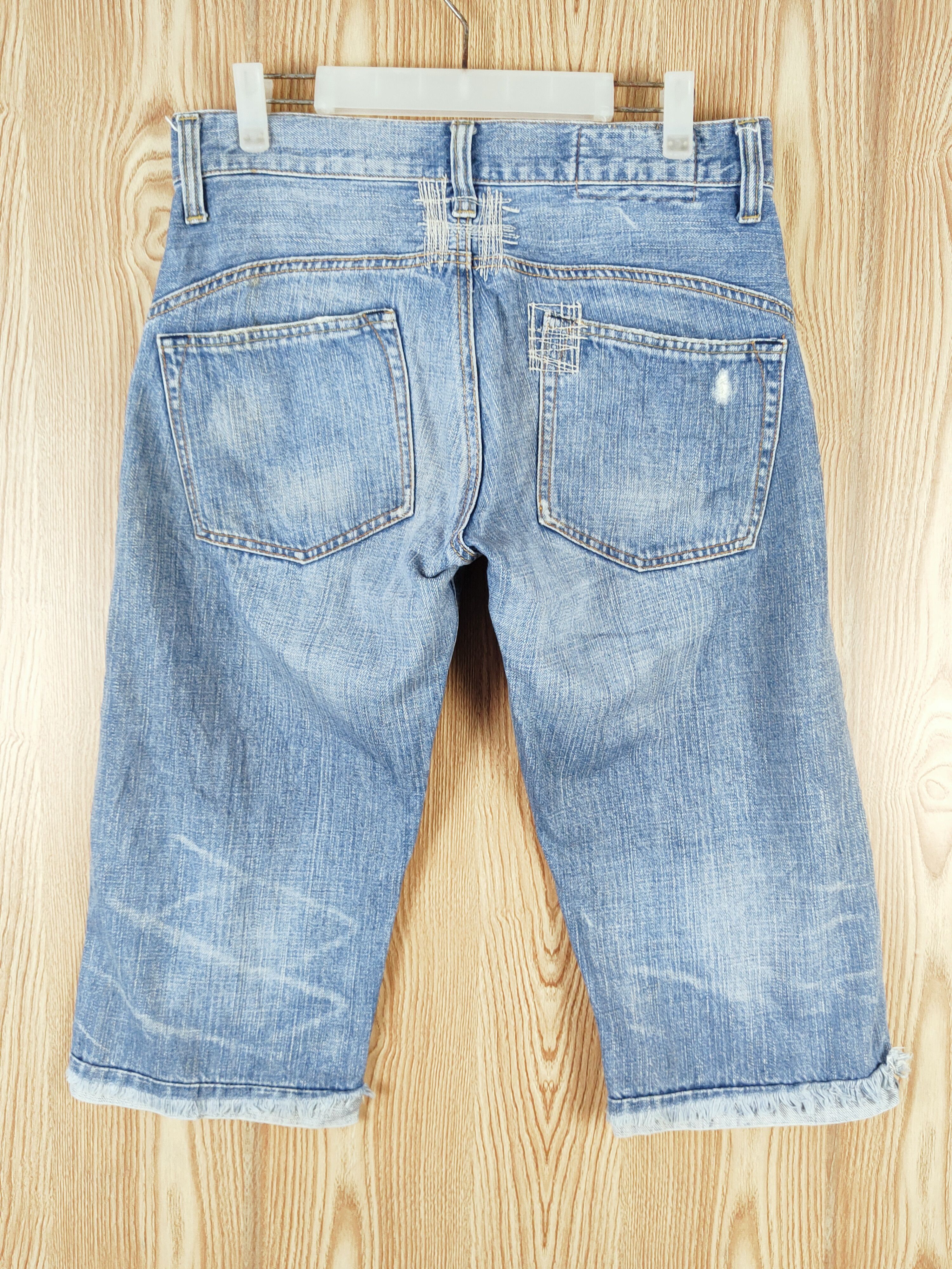 Japanese Brand × Vintage Rush Hour Blue Distressed Ripped Short Jeans Size US 33 - 7 Thumbnail
