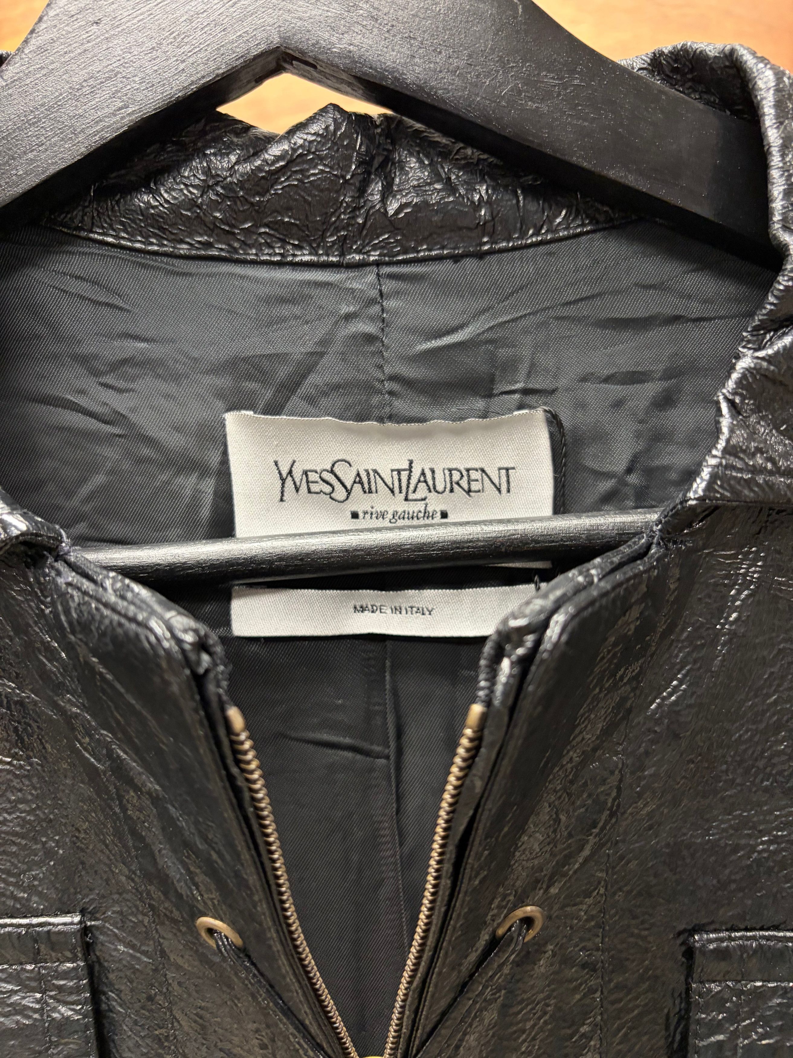 Saint Laurent Paris 2007 Yves Saint Laurent Rive Gauche Lace Up Vinyl Waxed Black Jacket Size M / US 6-8 / IT 42-44 - 3 Thumbnail