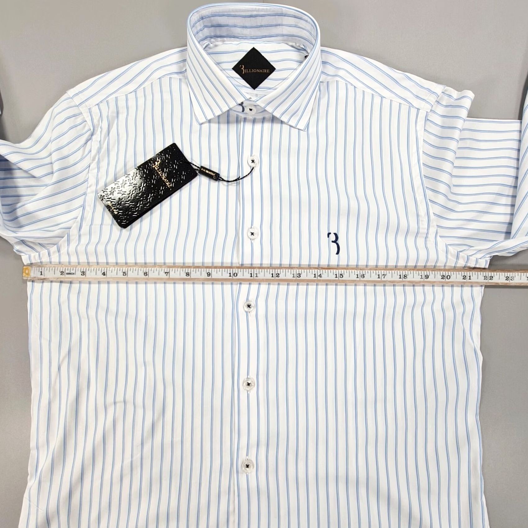Vintage Billionaire Couture Mens Shirt Striped Blue White 16 Cotton Button Up Long Sleeve Collared Regular Fit Gift? Size US L / EU 52-54 / 3 - 7 Thumbnail