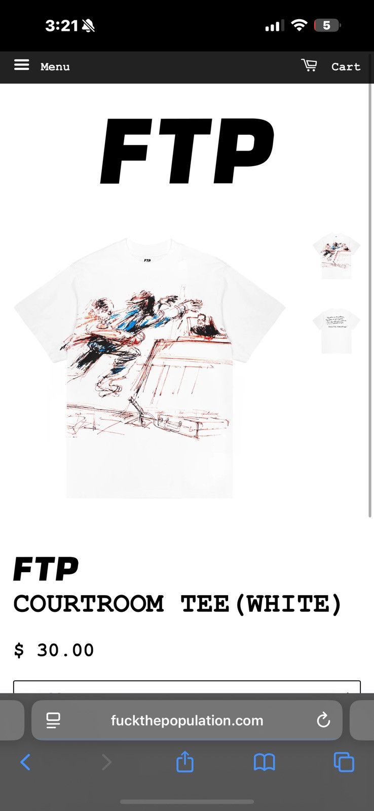 Fuck The Population Fuck The Population Courtroom Tee Size US M / EU 48-50 / 2 - 2 Thumbnail