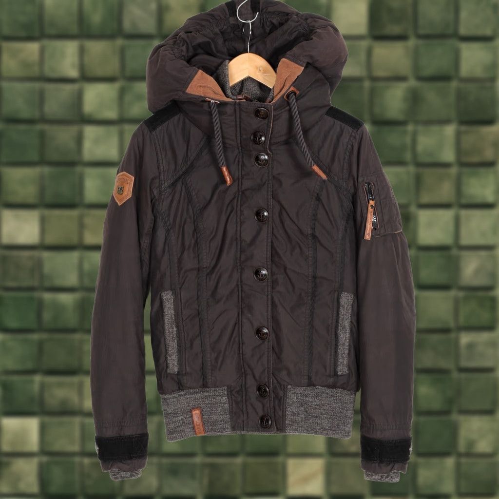 Vintage NAKETANO Bomber Jacket Women S Hooded Insulated Grey MJ6422 Size S / US 4 / IT 40 - 1 Thumbnail