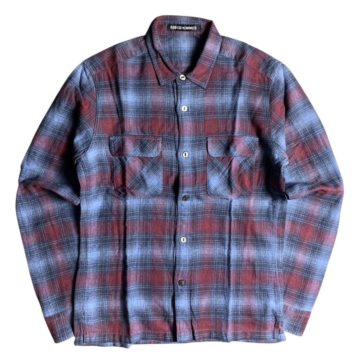5351 POUR LES HOMMES × Japanese Brand 2000s 5351 Pour Les Hommes Shadow Plaid Shirt Size US S / EU 44-46 / 1 - 2 Thumbnail