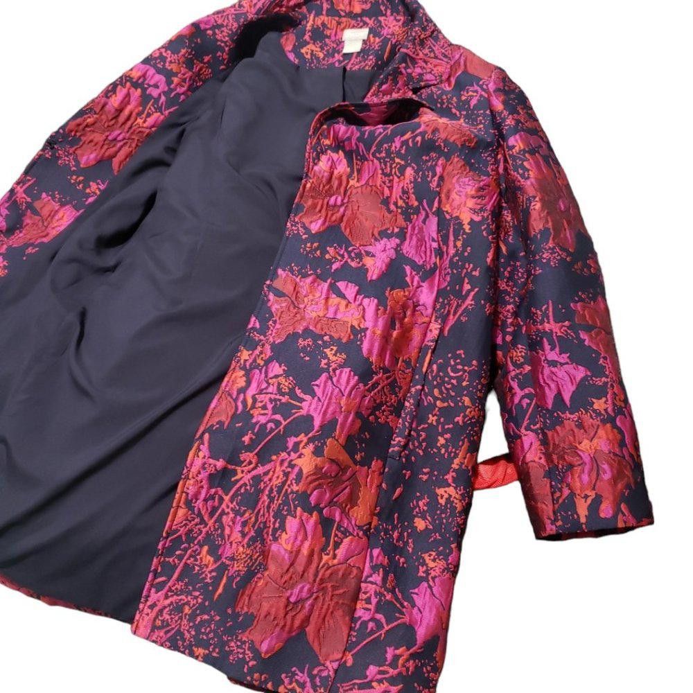 Chicos CT819 Chico's Tapestry Mid-thigh Fuchsia & Black Blazer Size XL / US 12-14 / IT 48-50 - 9 Thumbnail