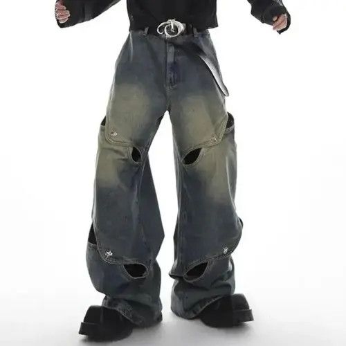 VIBE High Street Patchwork Loose Hollow Out Denim Pant Size US 31 - 2 Thumbnail