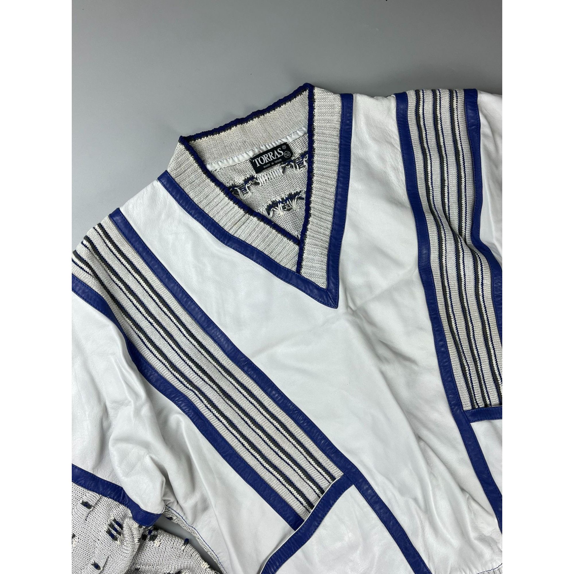 Torras × Vintage Classic Vintage Torras Leather & Wool Striped Sweater Size US L / EU 52-54 / 3 - 5 Thumbnail