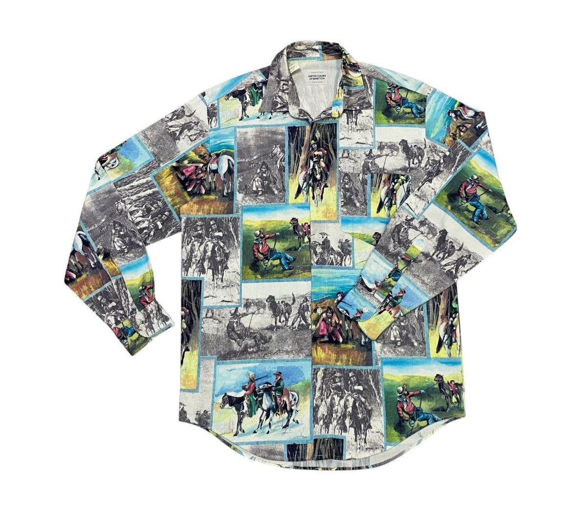 United Colors Of Benetton United Colors Of Benetton Cowboys Printed Shirt Button Ups Size US S / EU 44-46 / 1 - 4 Thumbnail