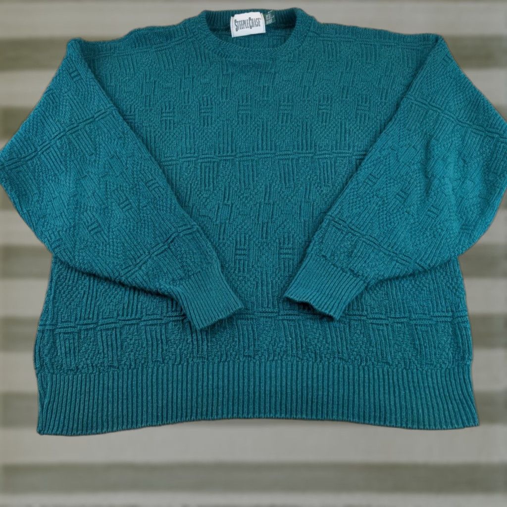 Vintage VINTAGE Steeple Chase Sweater Mens Large Green Geometric Made USA L Size US L / EU 52-54 / 3 - 1 Thumbnail