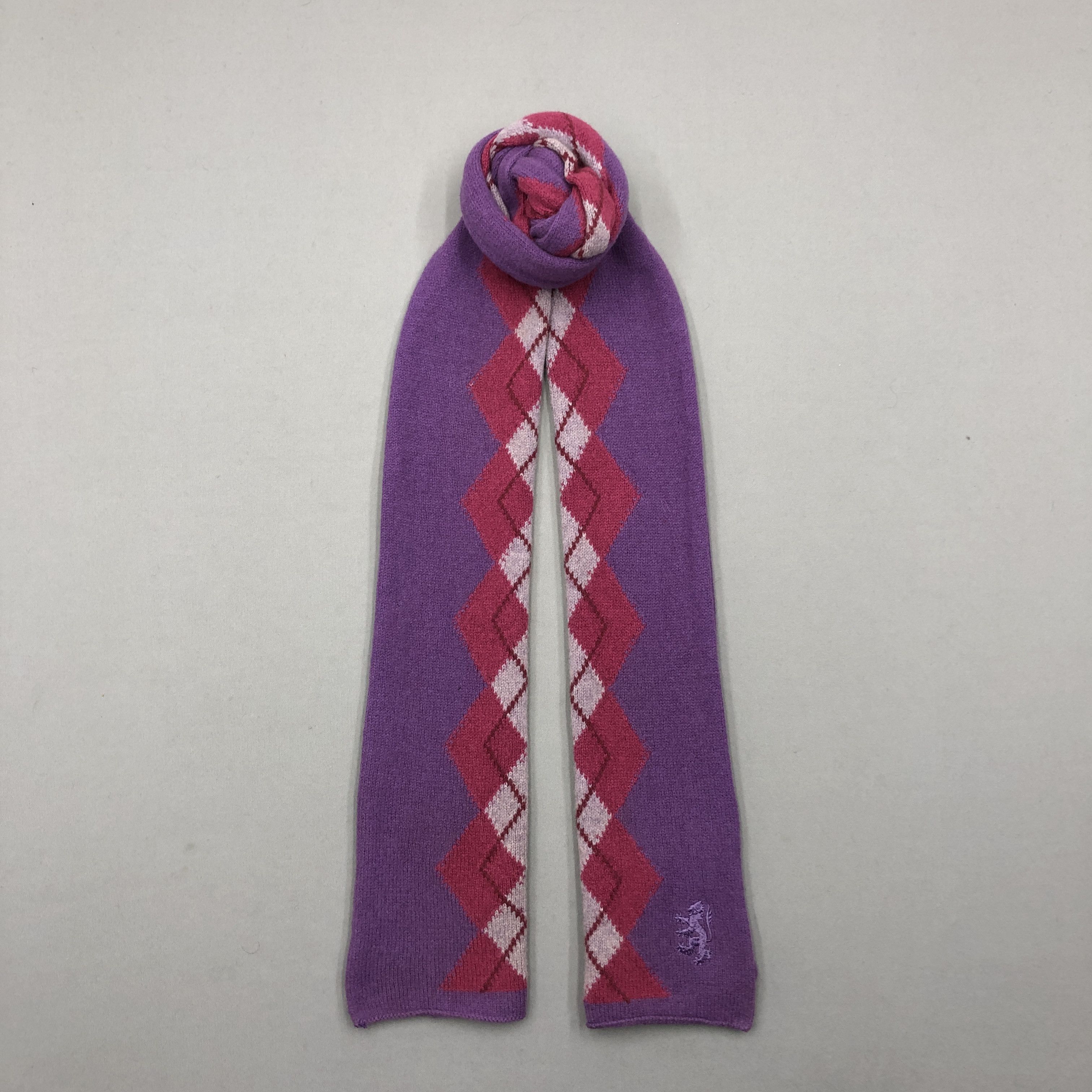 Pringle Of Scotland Vintage Pringle Scarf Ribbed Knit Argyle Wool Scarves Size ONE SIZE - 1 Thumbnail