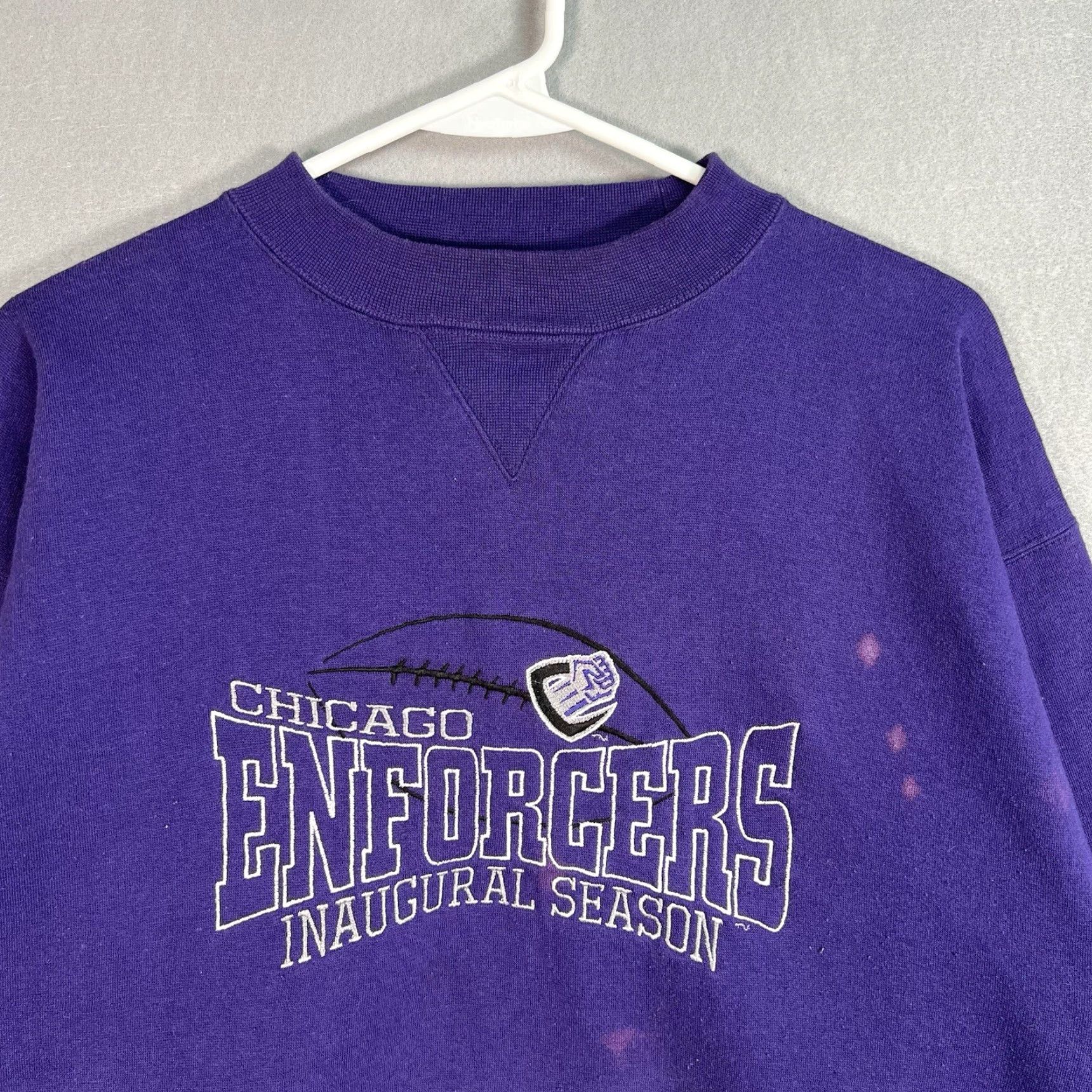 Vintage VINTAGE Cadre Athletic Sweatshirt Shirt Mens Adult Medium Purple Chicago Enforcers XFL Crewneck Pullover Sweatshirt 90s? Size US M / EU 48-50 / 2 - 4 Thumbnail