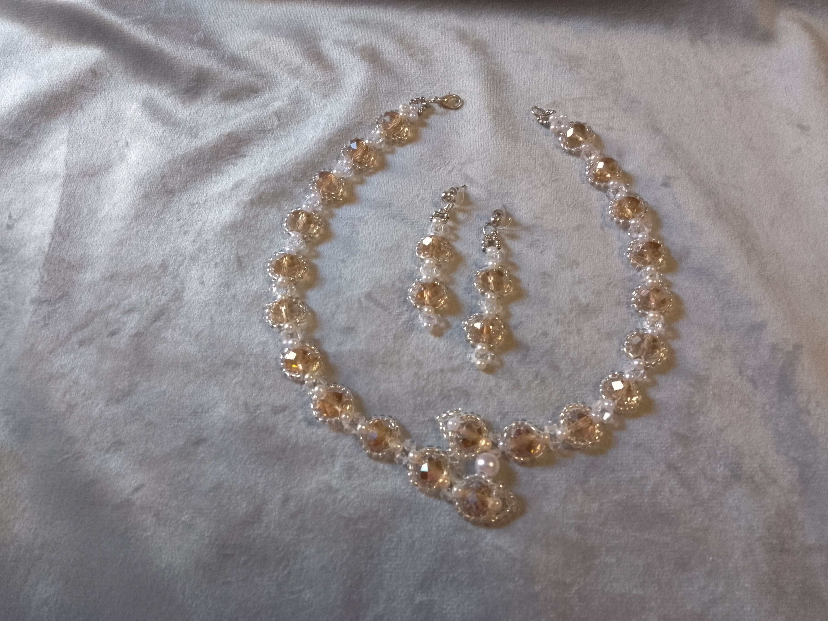 Handmade Necklace earrings Fine crystal+glass Snakish shape. Elegant Size ONE SIZE - 9 Thumbnail