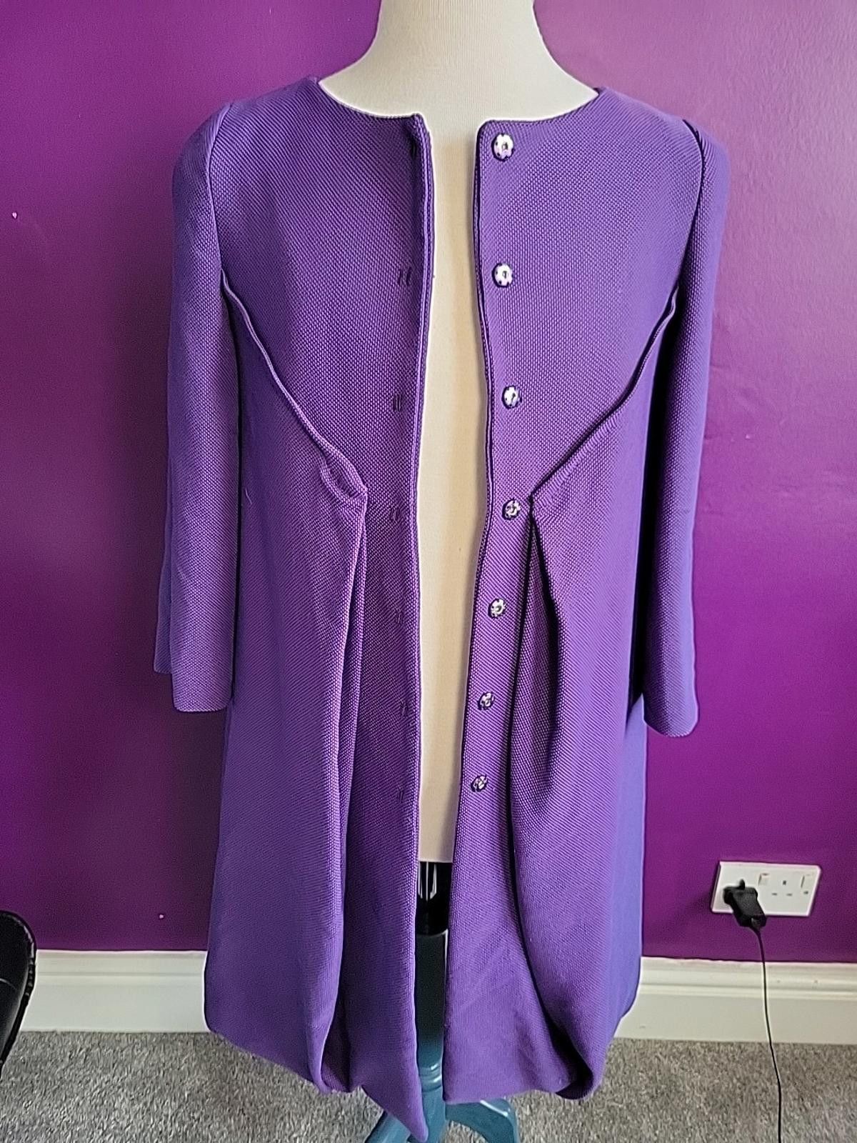 Alberta Ferretti Alberta Ferretti Cocoon Ladies Waffle Knit Coat Purple 10 Size M / US 6-8 / IT 42-44 - 2 Thumbnail