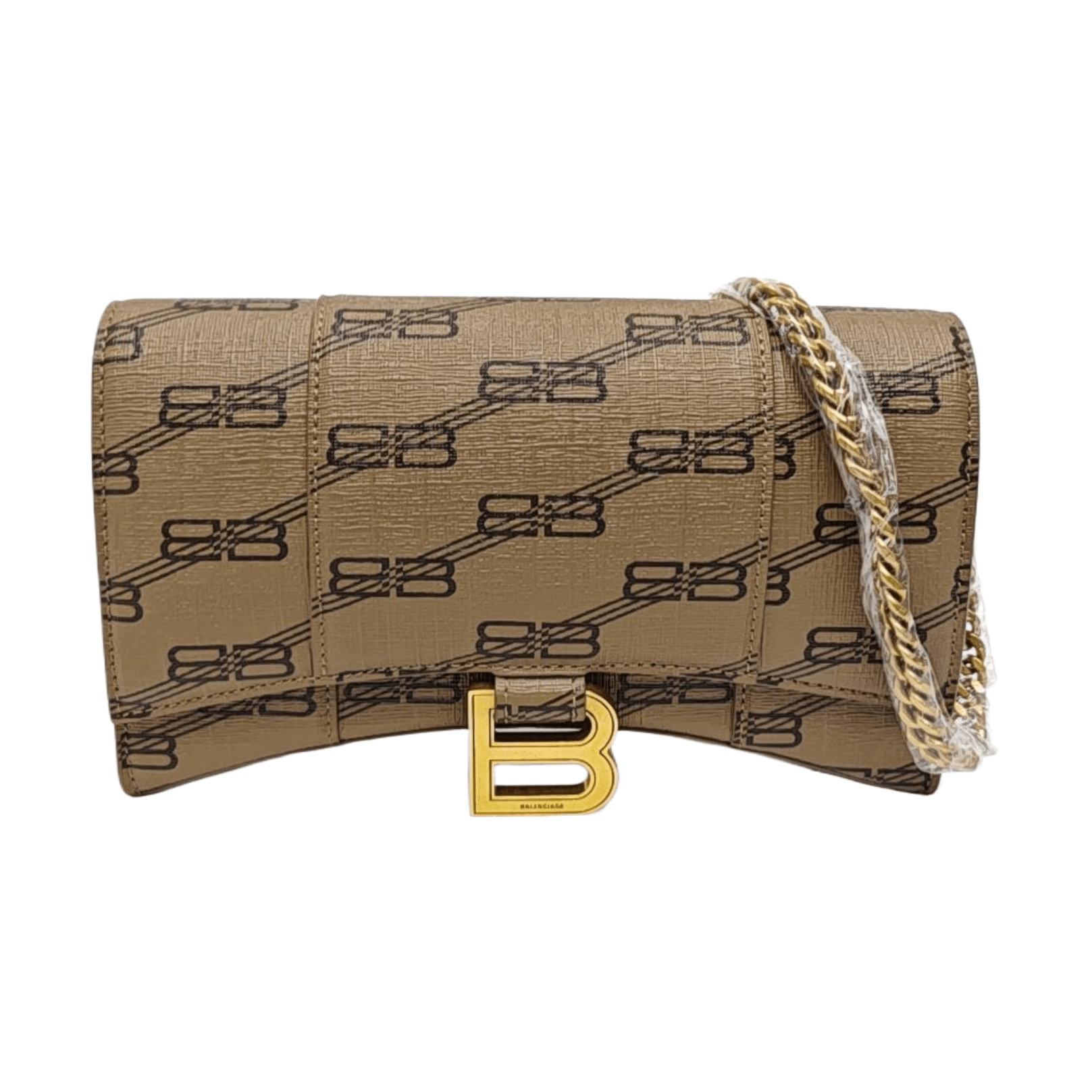 Balenciaga Hourglass Monogram Shoulder Bag in Brown, Women's