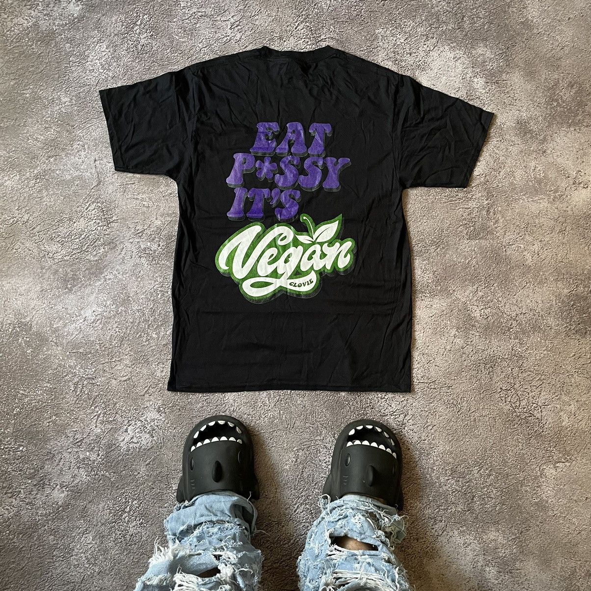 Vintage Vintage Y2K ADULT “ EAT PUSSY VEGAN PORNO“ SLOGAN FUNNY Tee Size US M / EU 48-50 / 2 - 1 Thumbnail