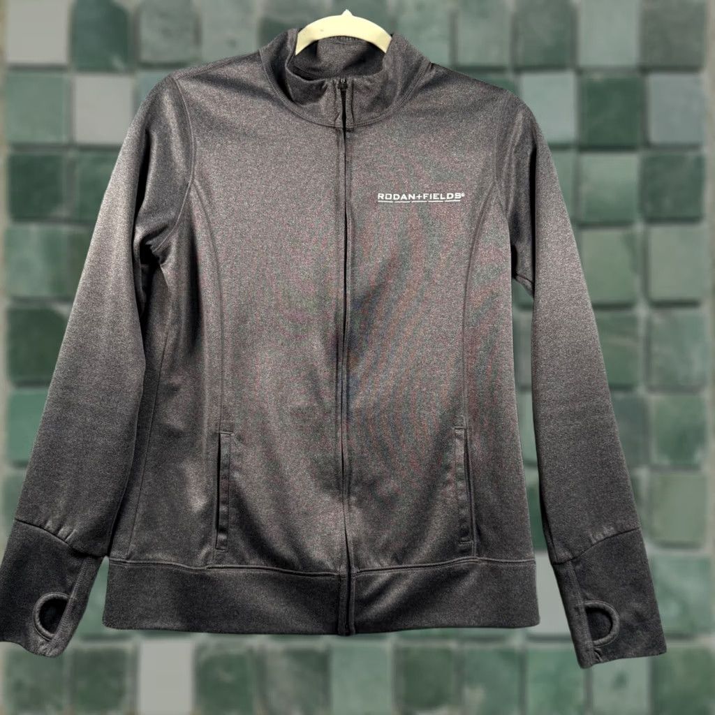 Vintage Alo Sport Full Zip Jacket Women M/L Charcoal Grey Thumbholes Pockets Mock Neck Lightweight Activewear Athleisure Size L / US 10 / IT 46 - 1 Thumbnail