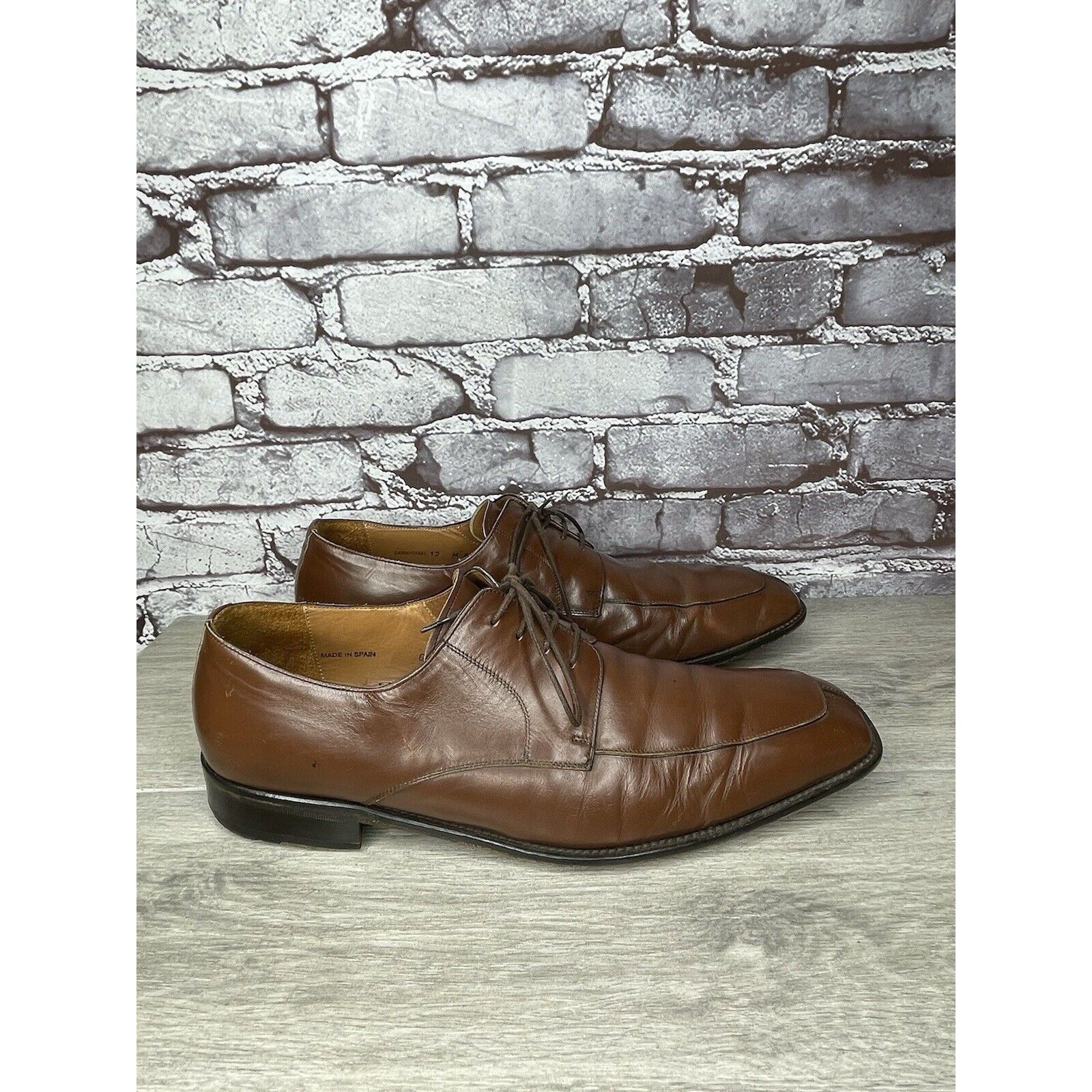 Mezlan Mezlan Carmichael Brown Leather LaceUp Oxfords Square Toe Dr Size US 12 / EU 45 - 22 Thumbnail