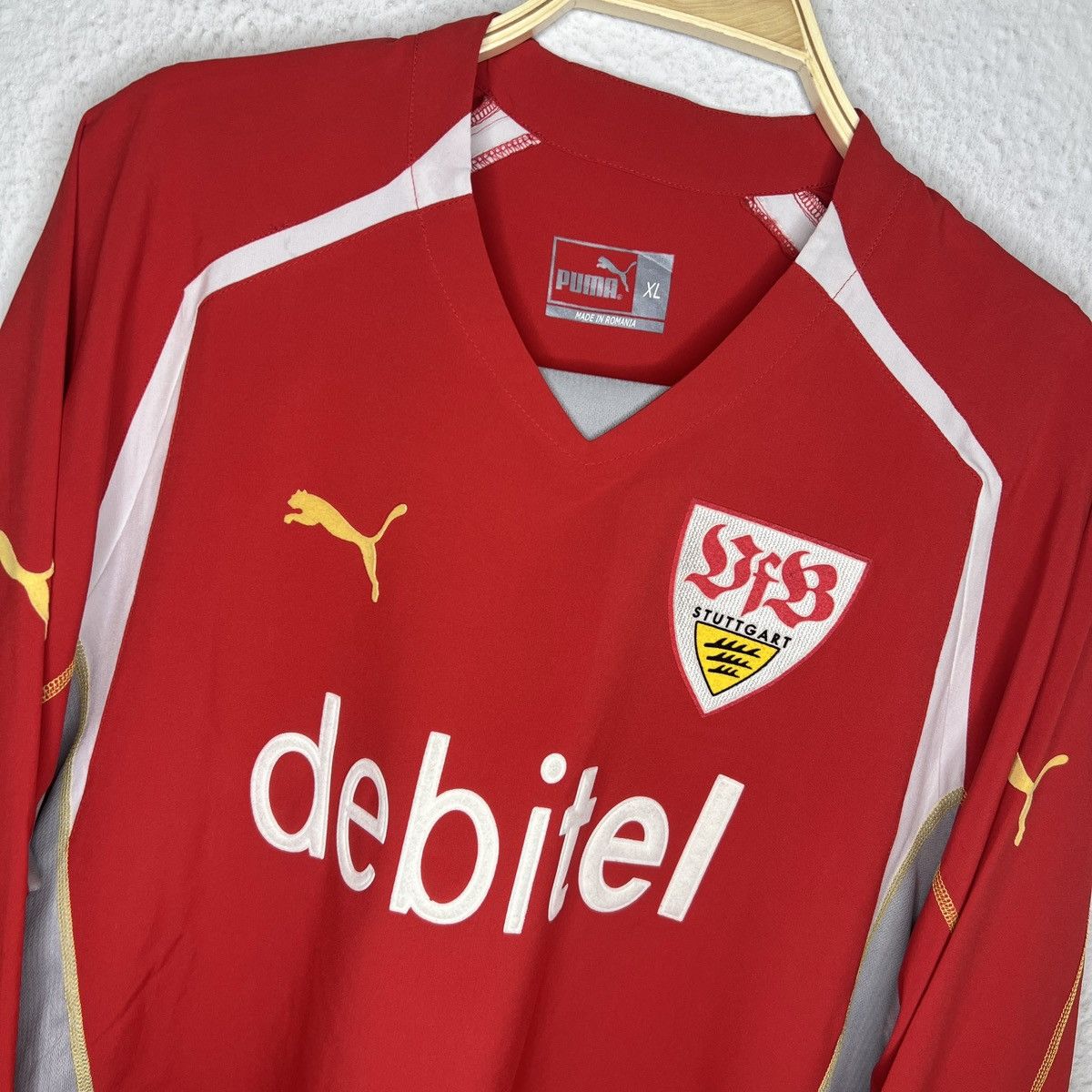 Puma Vintage Puma Stuttgart Jersey Longsleeve Tshirt Y2K Red Size US XL / EU 56 / 4 - 4 Thumbnail