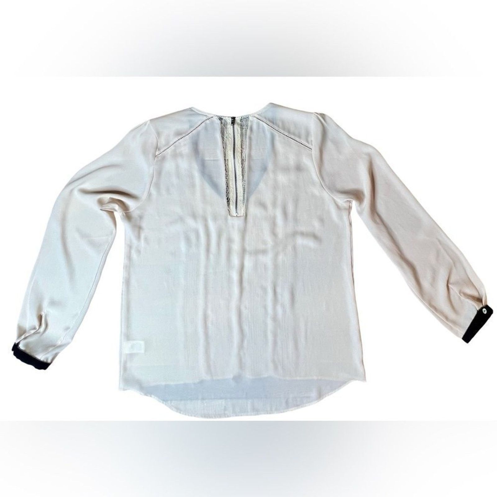 Other Daniel Rainn Sheer Pleated Cream Blouse MEDIUM Cottage Size M / US 6-8 / IT 42-44 - 9 Thumbnail
