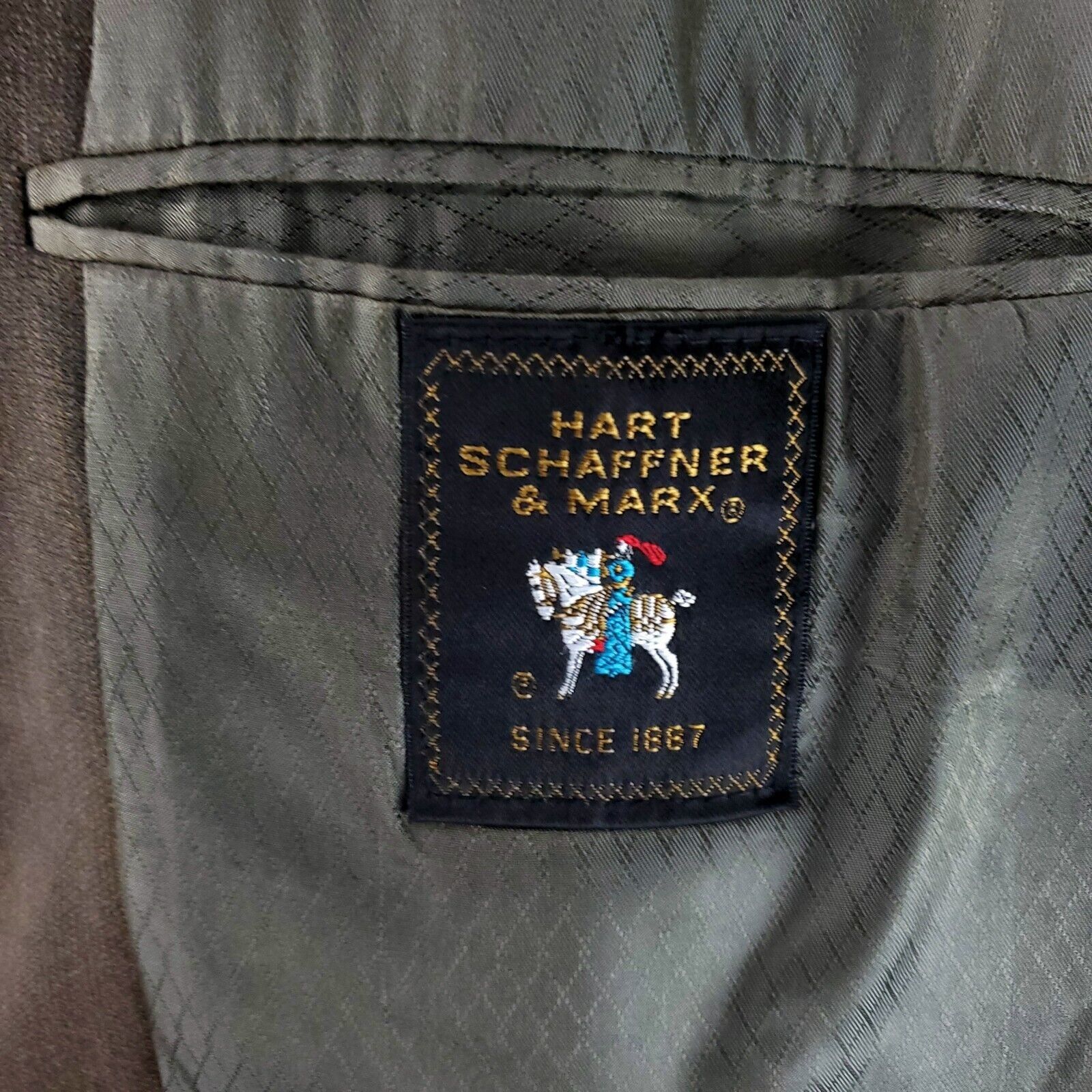 Hart Schaffner Marx Hart Schaffner Marx Wool 2 Button Sport Coat 46L Green Blaz Size 46L - 7 Thumbnail