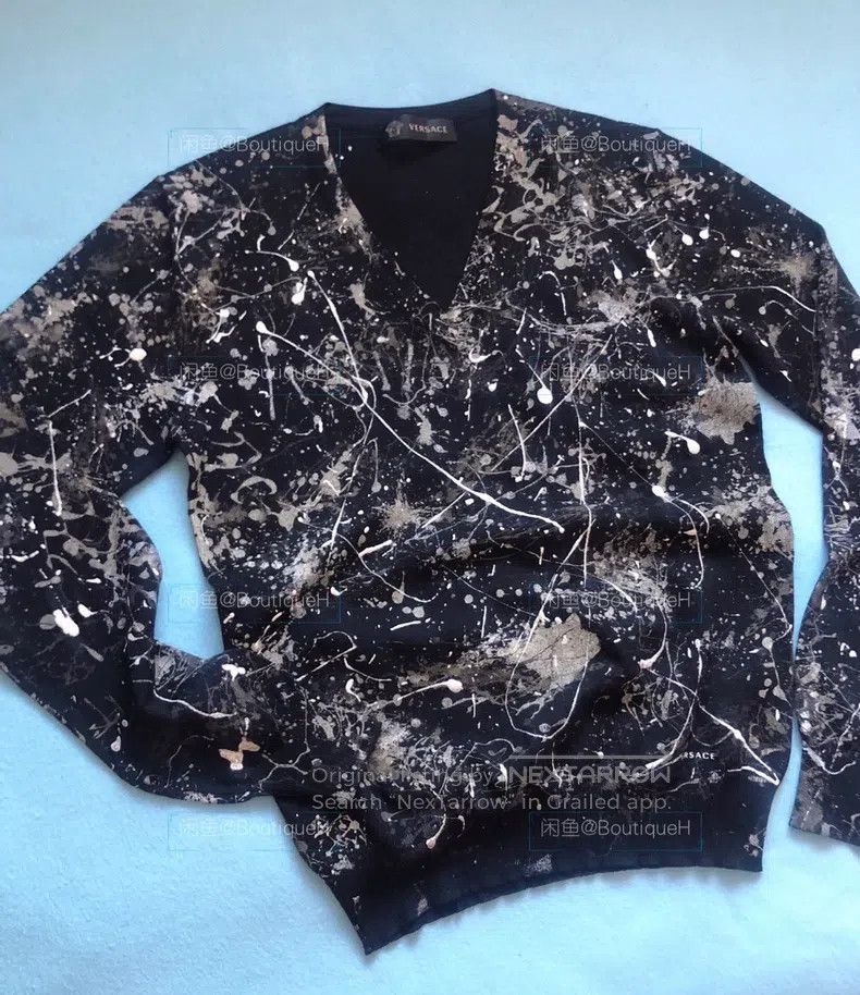 Versace Versace Splashed ink fireworks sweatshirt knitted sweater Size US S / EU 44-46 / 1 - 1 Thumbnail