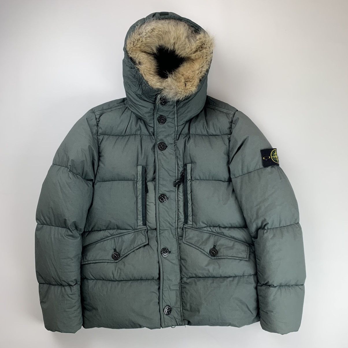 Stone island resin outlet poplin down jacket