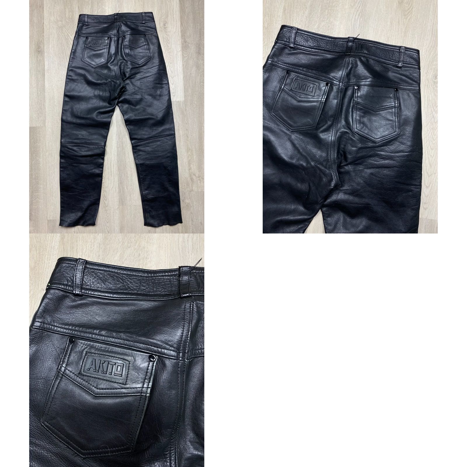 Vintage Akito Mens Leather Pants Biker Motorcycle Vintage Size 32 Black Pants Mens Leather Biker 90s Size US 32 / EU 48 - 8 Thumbnail