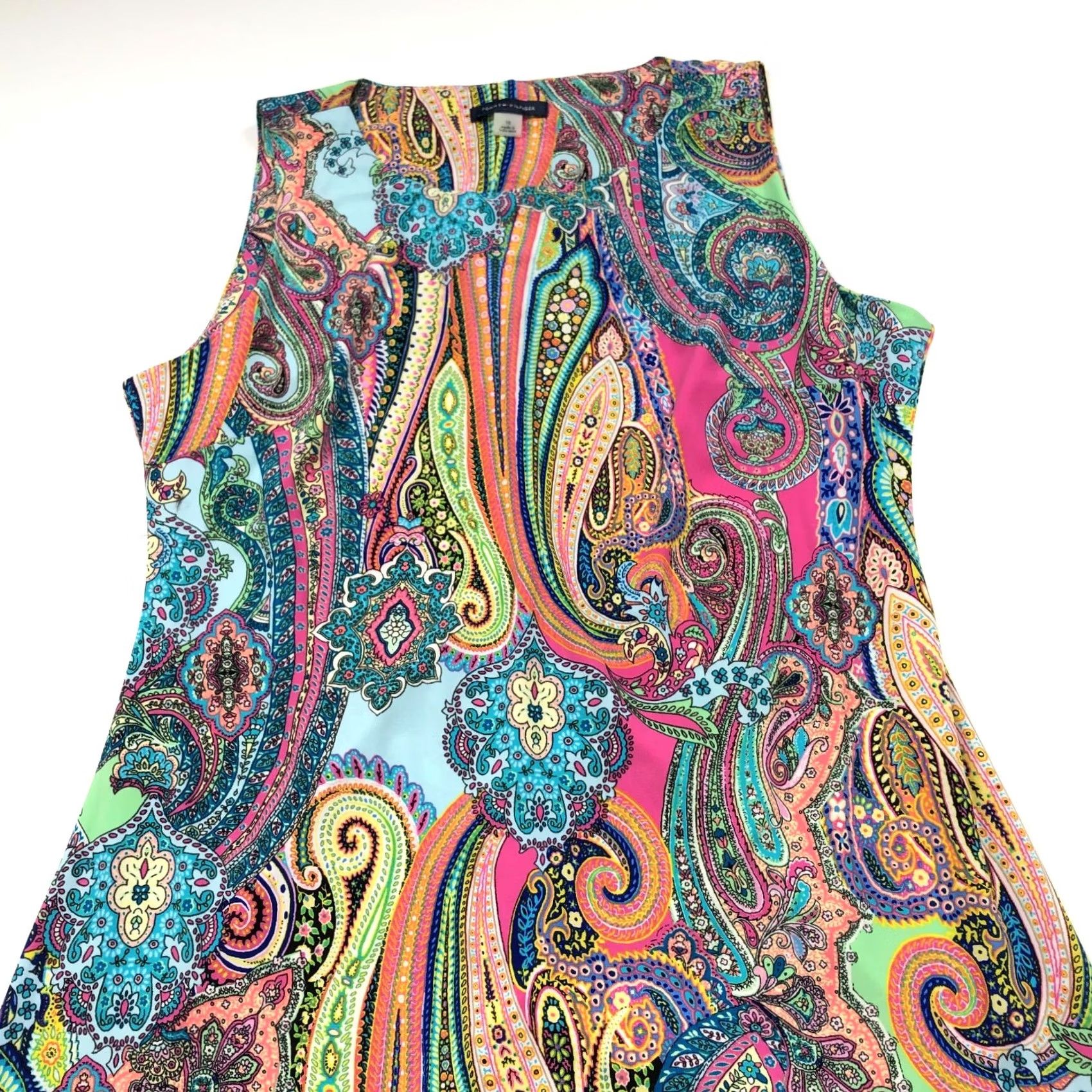 Tommy Hilfiger Tommy Hilfiger Dress A-Line Mini Above Knee Paisley Print MINT Multicolor Sleeveless Pullover Round Neck 10 Regular Women’s Short Dress Size L / US 10 / IT 46 - 5 Thumbnail