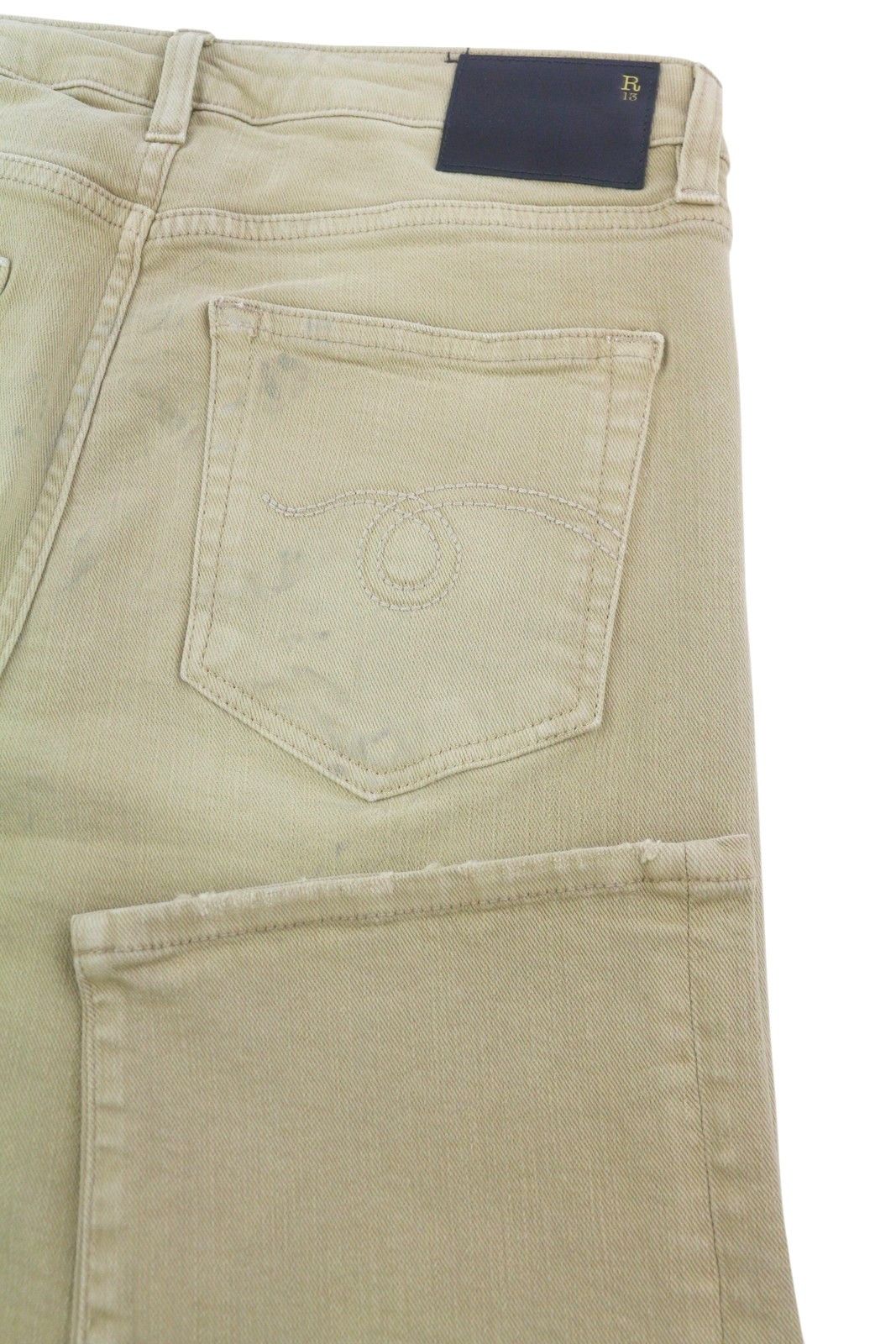 R13 BOY STRAIGHT 29 Khaki Stretch Faded Ankle Casual 86283 Size 29" - 6 Thumbnail