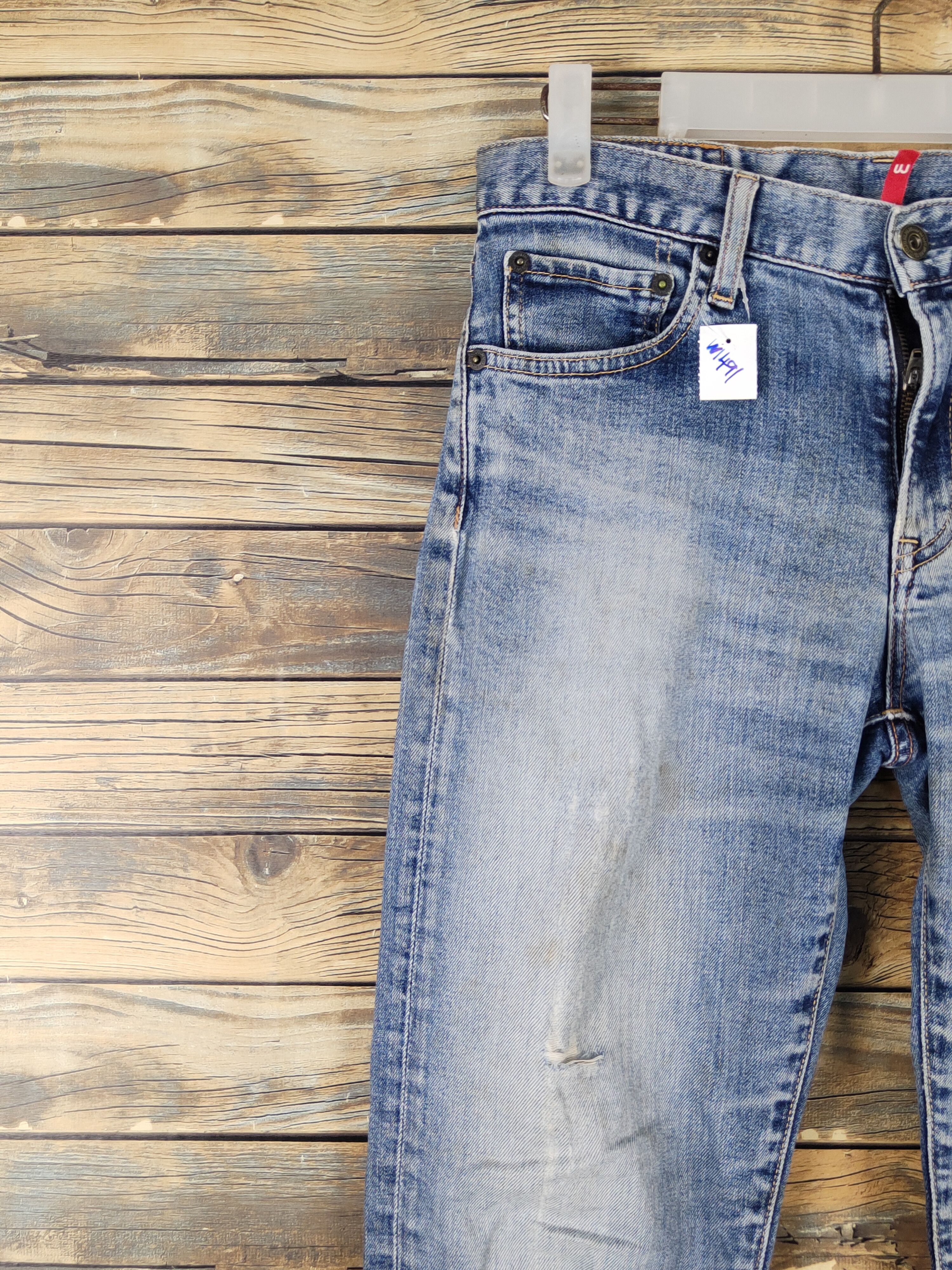Japanese Brand Uniqlo Blue Distressed Ripped Jeans #W1491 Size US 29 - 3 Thumbnail