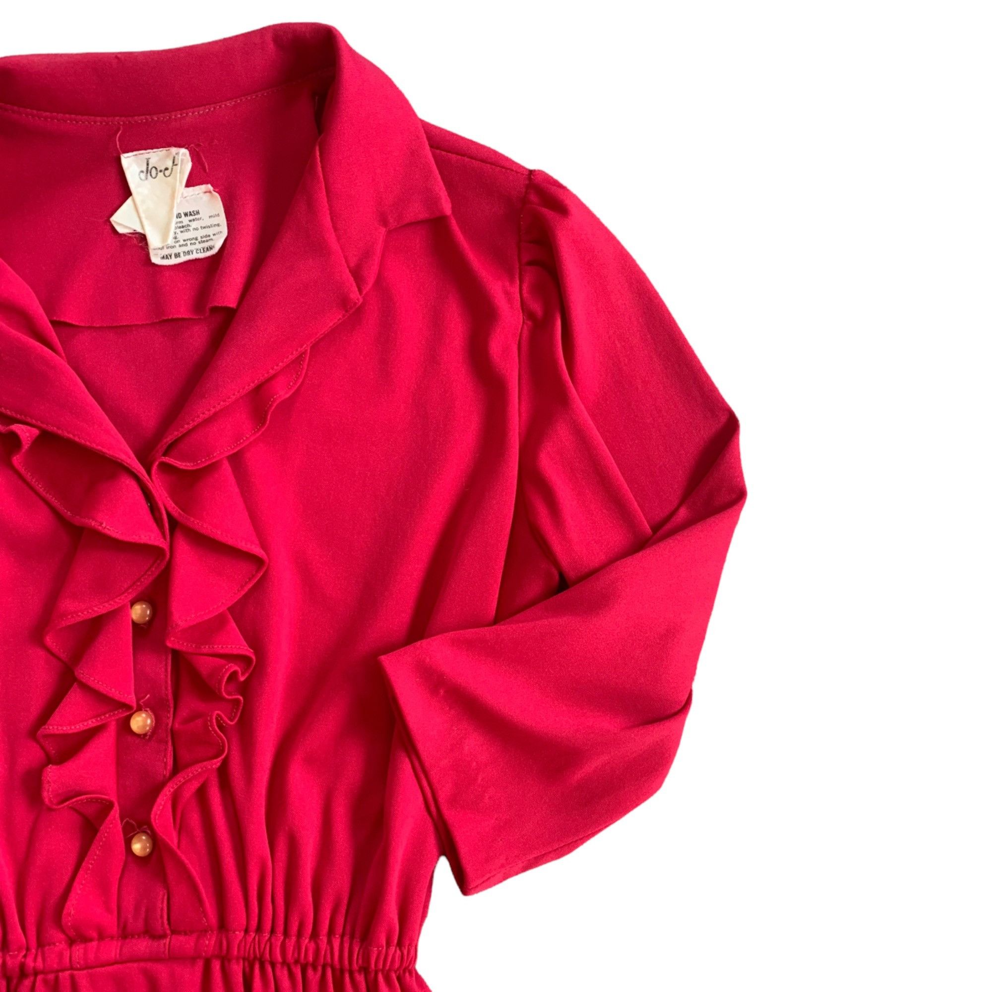 Vintage Vintage Jo-A-Ly Pink Ruffle Midi Dress S Size S / US 4 / IT 40 - 3 Thumbnail