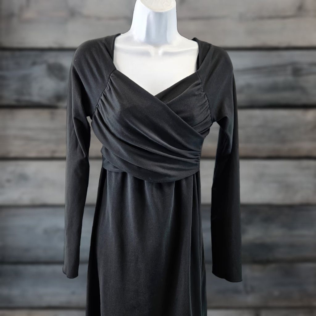 Prana prAna Womens Dress Tally Sz Small Solid Black Long Sleeve Crossover Front Size S / US 4 / IT 40 - 1 Thumbnail
