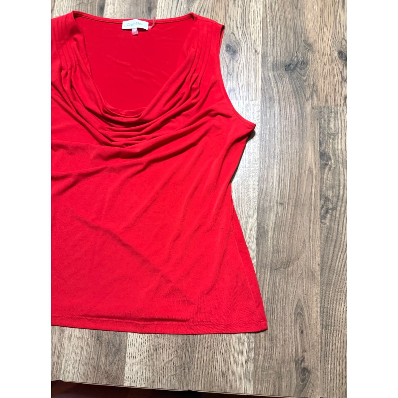 Calvin Klein Calvin Klein Tank Top Women's Size L Red Sleeveless Scoop Neck Casual Basic Stretch Modern, Tank, Regular Fit Size L / US 10 / IT 46 - 4 Thumbnail