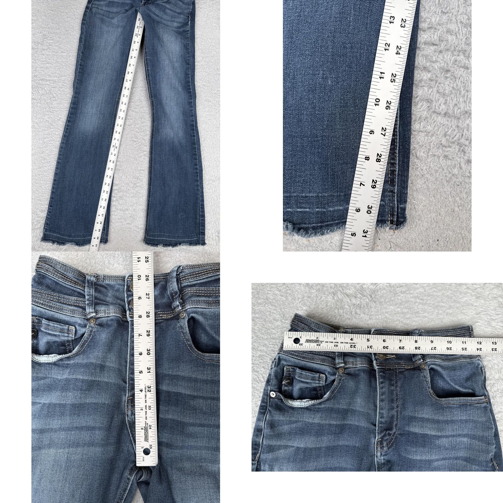 Vintage KanCan Jeans Womens 26 Blue Mid Rise Bootcut Distressed Stretch Denim 23x31 Size 26" / US 2 / IT 38 - 8 Thumbnail