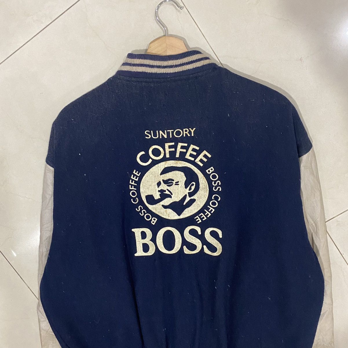 Vintage 🔥VINTAGES SUNTORY BOSS COFFEE WOOL LEATHER VARSITY JACKET Size US L / EU 52-54 / 3 - 10 Thumbnail
