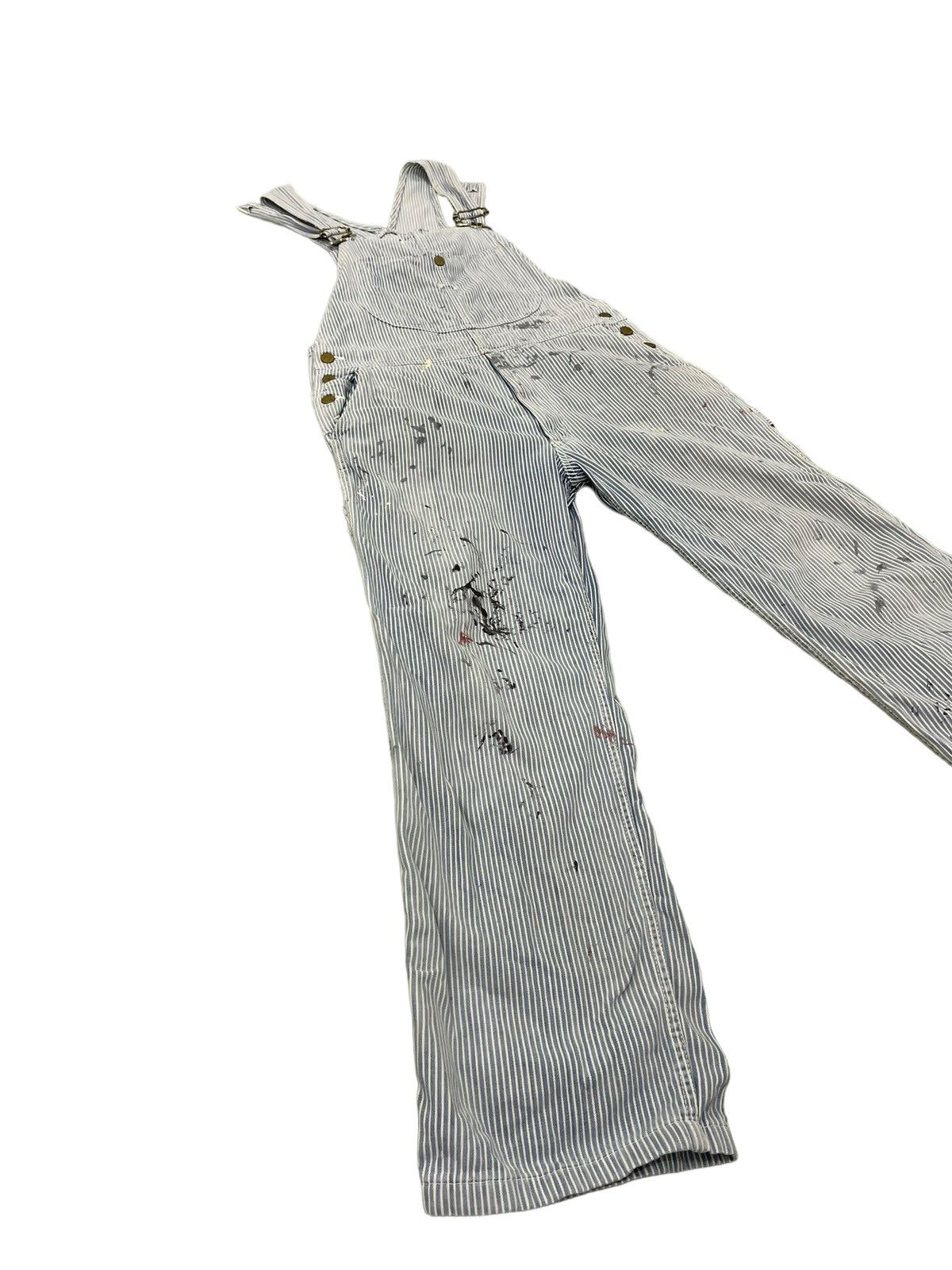Edwin Hickory Overalls Vtg 90s Edwin Japan Paint Splashed 7🟦3 Size US 35 - 2 Thumbnail
